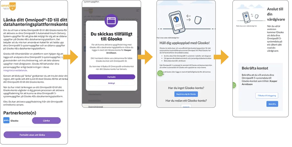 4 – Koppla Omnipod-kontot till Glooko-kontot (1)