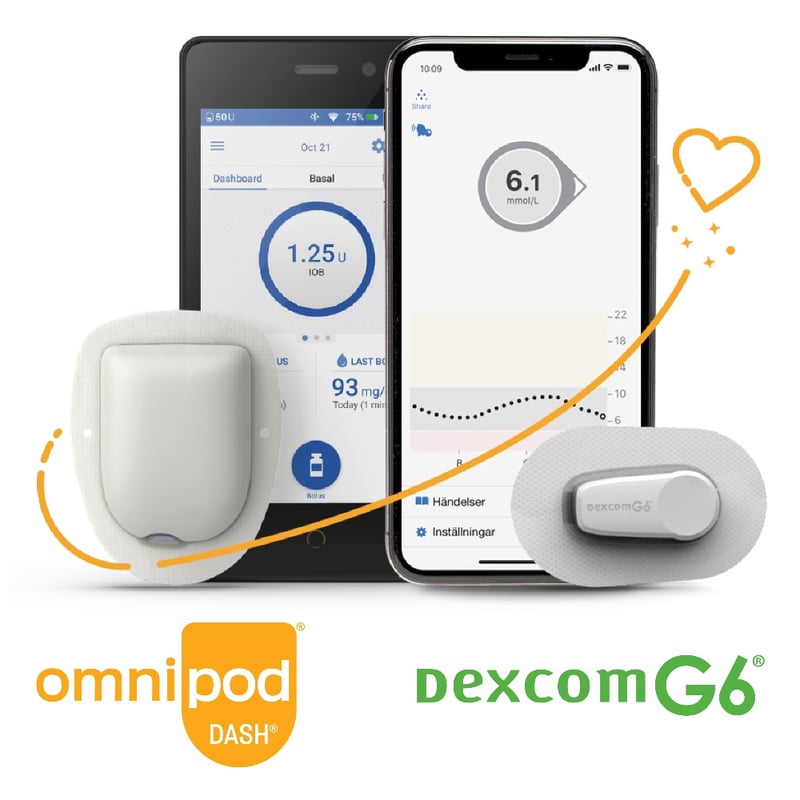 Omnipod + Dexcom Swoosh Heart